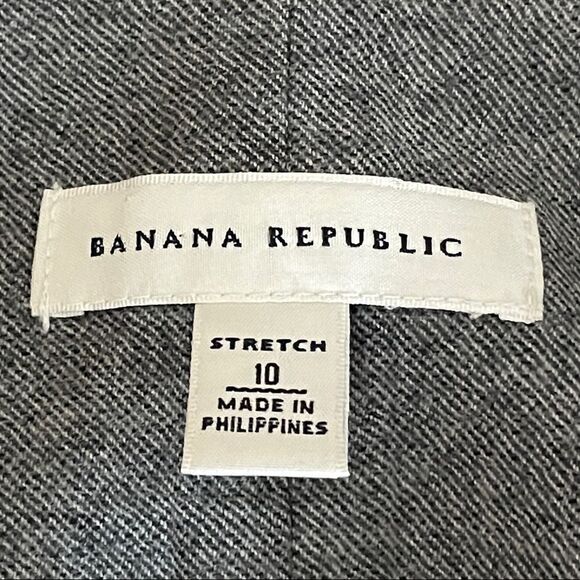 Banana Republic Stretchy Wool Gray Ruffle Zip Front Knee Length Skirt Size 10 - Picture 7 of 9